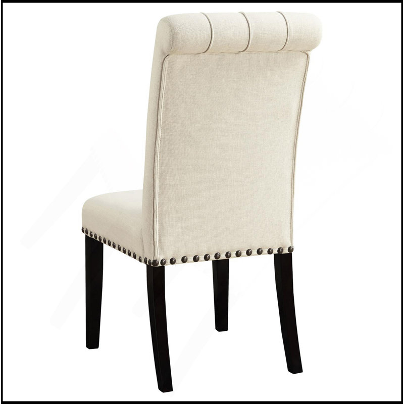  Ensemble de 2 chaises d'appoint capitonnées, Tissu beige
