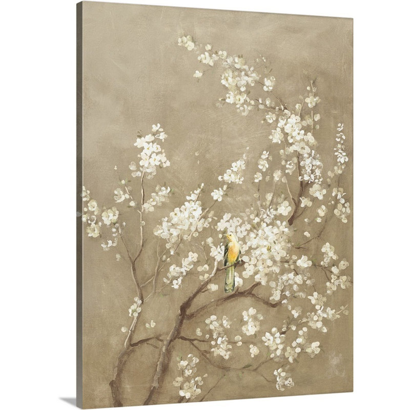 «White Cherry Blossom I», art mural neutre sur toile, H 40 po x l 30 po x P 1,25 po, Toile tendue