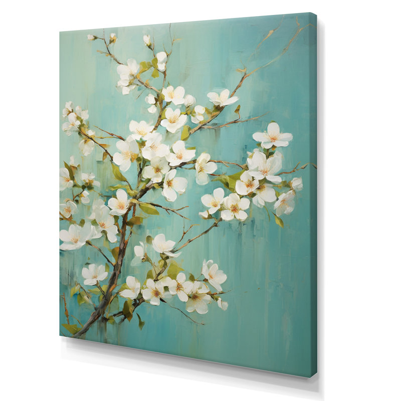 Fleur de pommier élégance monochromatique XXI - impressions sur toile florales, H 20 po x l 12 po x P 2 po, Toile tendue