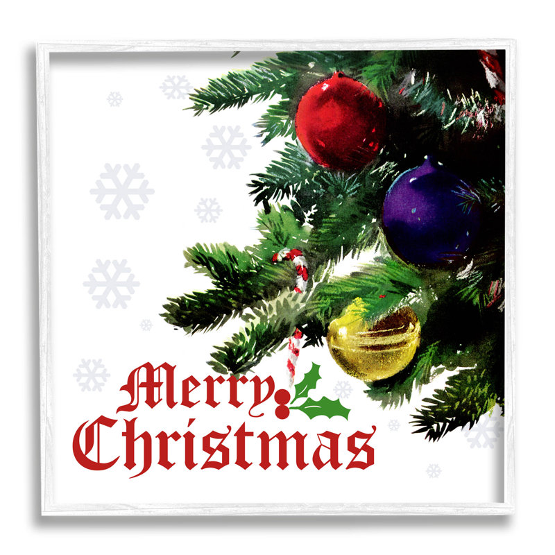 «Merry Christmas Snowflake» par Giclée, H 24 po x l 24 po x P 1,5 po, Giclée encadrée blanc bord de mer