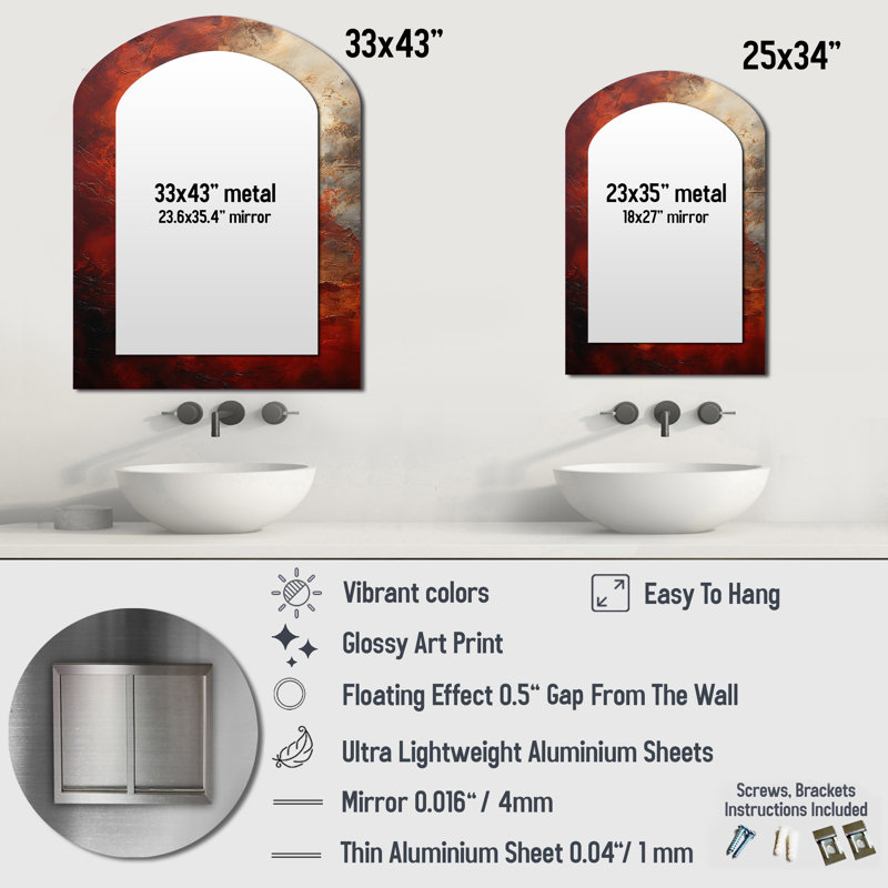 Marron Mars mystère de la planète - notre miroir asymétrique système solaire, miroir mural décoratif Red Arch, impression sur métal