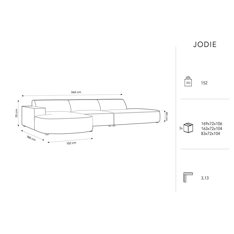 Modular L-Shaped Corner Sofa, Left Hand Facing, Green