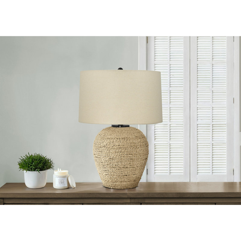 Table Lamp, Lighting, Rattan, Beige Shade, Transitional