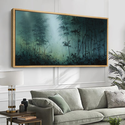 «Blue Bamboo Forest at Dusk», impression sur toile encadrée pour décor zen et asiatique