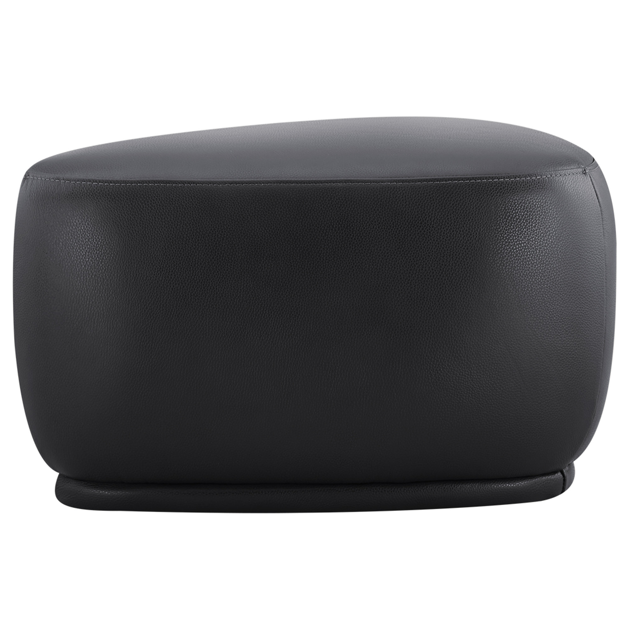 Adna 26.5" Genuine Leather Triangular Ottoman, Impression Black Genuine Leather