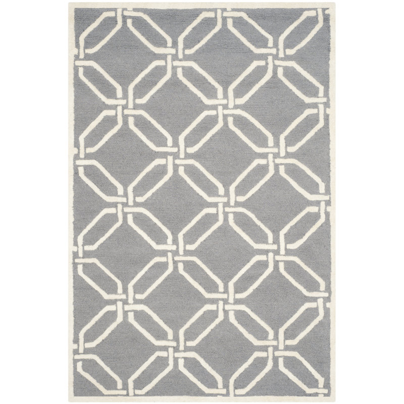 Geometric Wool Hand Woven Area Rug, Rectangle 91 x 152cm