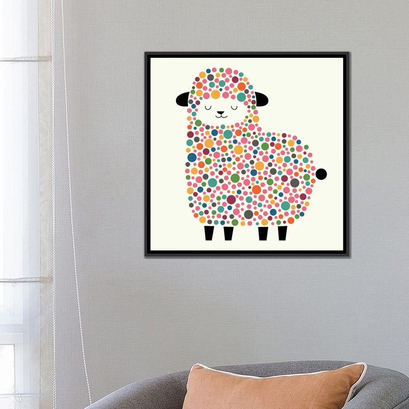 Art sur toile Adda Bubble Sheep, H 26 po x l 26 po x P 1,5 po, Toile encadrée noire, Non mat
