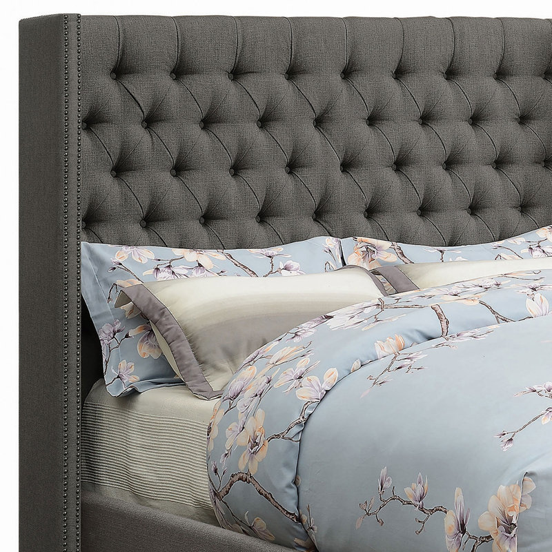 Lit tapissier standard Watson, Double, Gris