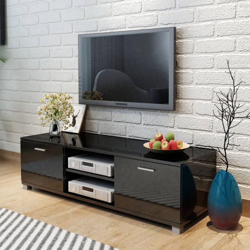 Aspen Hill TV Stand, 120 cm, High-gloss Schwarz