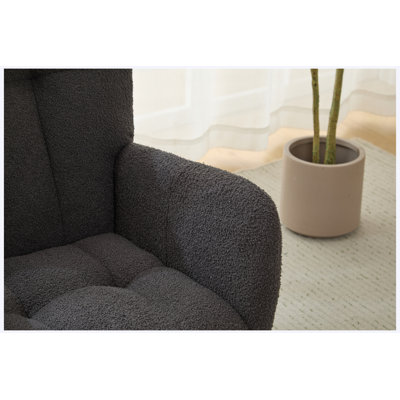 Teddy Wingback Glider Rocker & Ottoman Set with Side Pocket, Grey