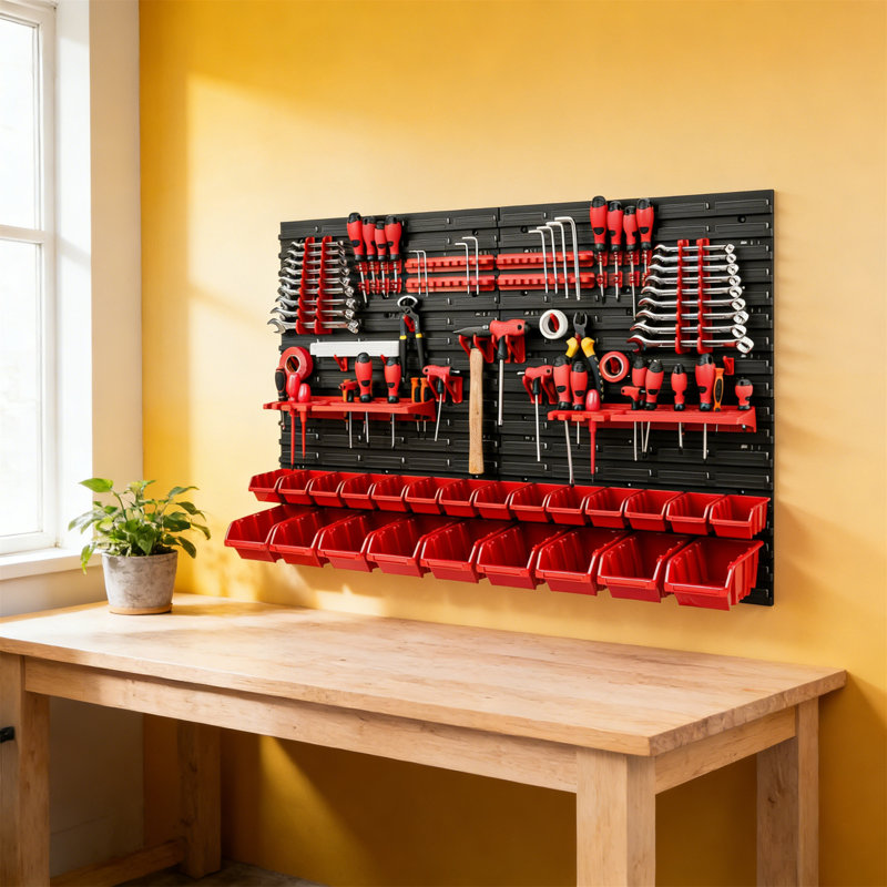 Wall Mounted Tool Pegboard Set, Garage Storage Bins & Workshop Rack, Shed Organizer – 50 Models In Various Shapes & Sizes