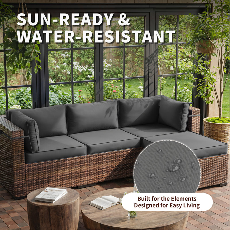 Outdoor Replacement Cushion Set for Seating – Includes 3 Seat Cushions, 3 Back Cushions, 2 Short Back Cushions & 1 Footrest Cushion.