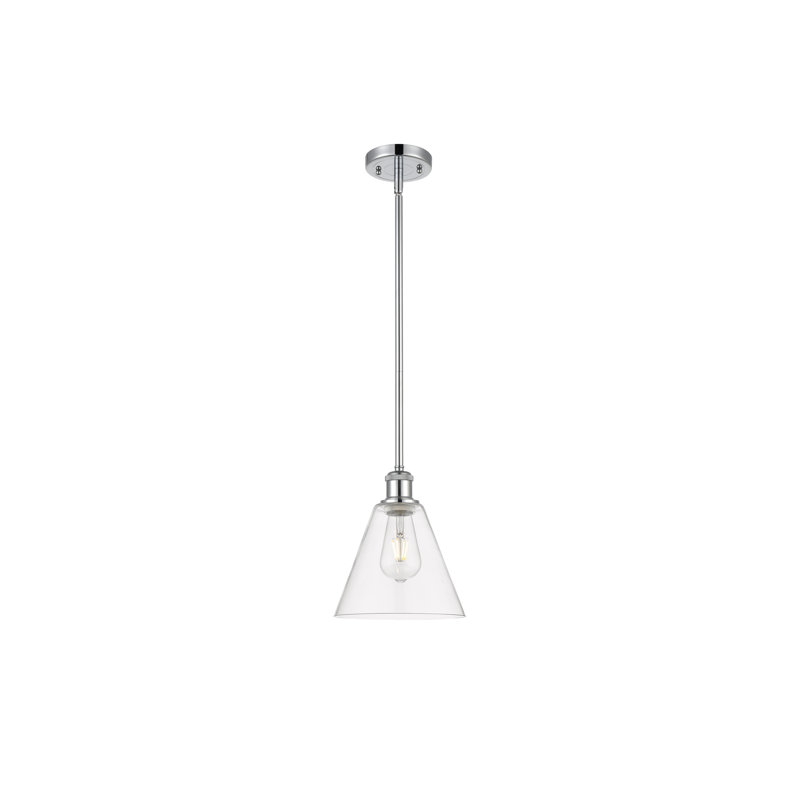 Luminaire suspendu sphérique à 1 lumière Allean, Transparent, H 42,75 po x l 8 po x P 8 po, Chrome poli