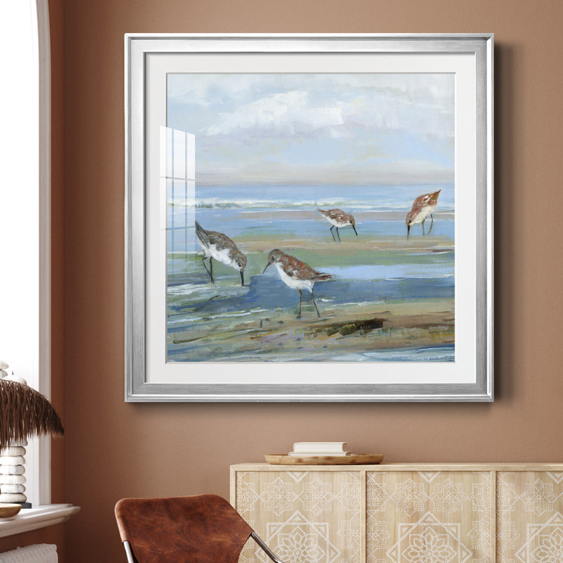 Seabird Beach III - peinture encadrée, Toile encadrée argentée, H 30,5 po x l 30,5 po x P 1,5 po