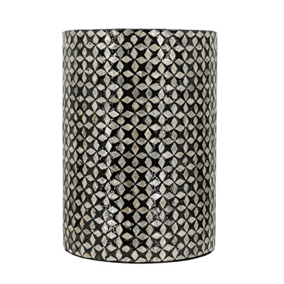D14x20" Black Round Accent Capiz Stool