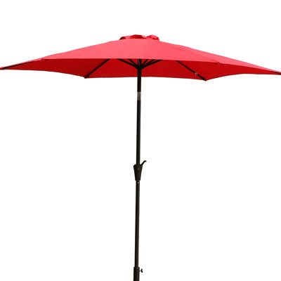8.8 Feet Red Patio Umbrella - Construction, 42 Pound Base, Resistance, Easy Operation Outdoor Aluminum Structure, Sun Protection Quality, Adjustable Angle Feature