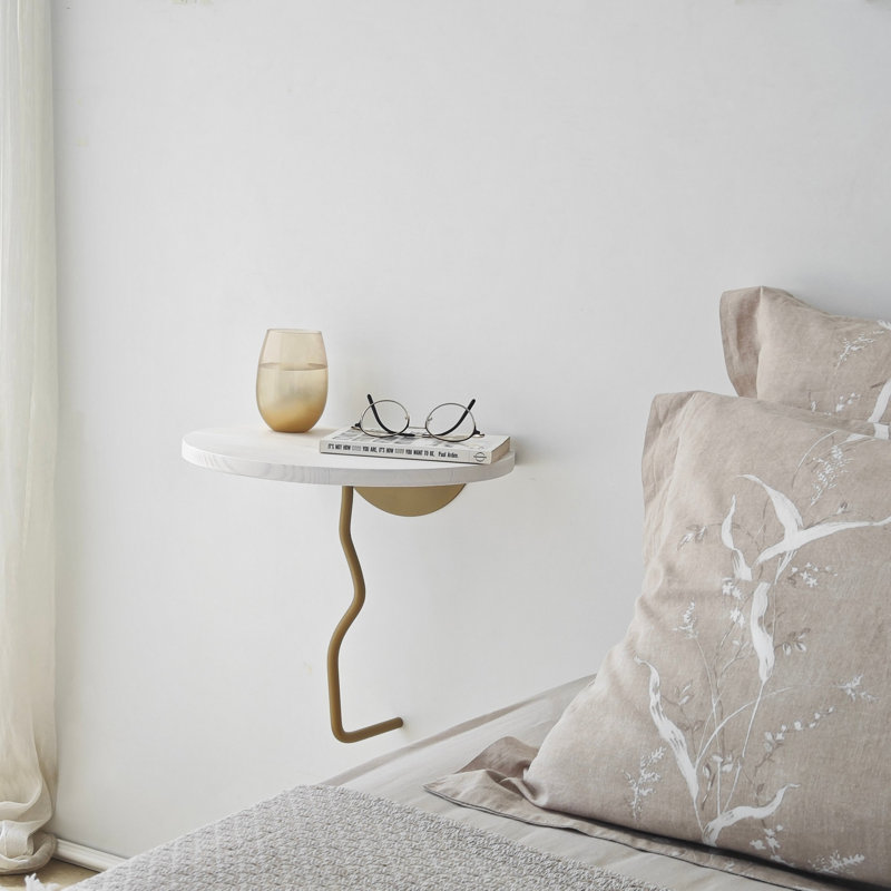 Locelso Wood Floating Shelf, White/Gold, 35cm H x 35cm W x 35cm D