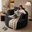 Fauteuil lounge rond surdimensionné et moderne avec assise profonde et mousse à mémoire de forme pour un confort de détente optimal à l'intérieur