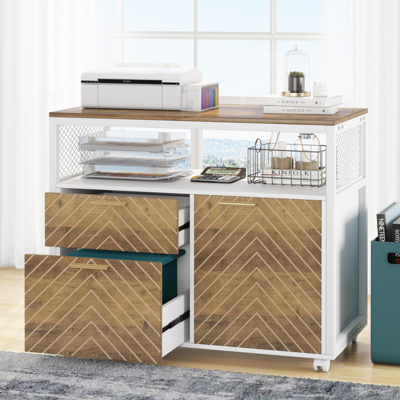 40cm Wide 2 -Drawer Mobile File Cabinet, Walnut