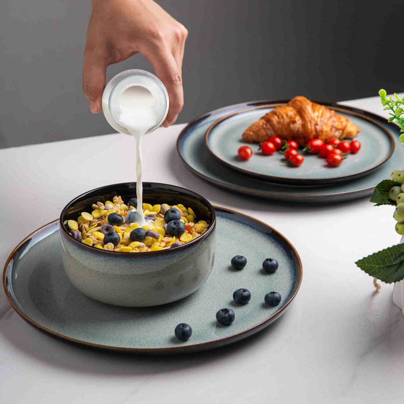 Rinoa Piece Ceramic Dinnerware Set - Service for 4, Ocean Blue