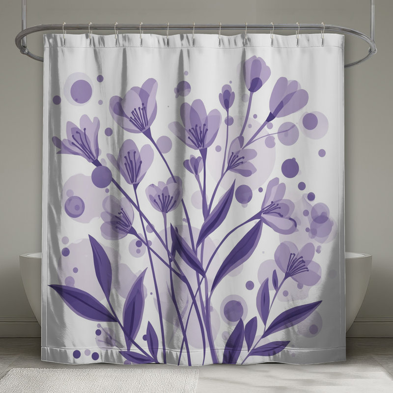 Rideaux de douche mauves à fleurs mauves, L 70 po x H 93 po