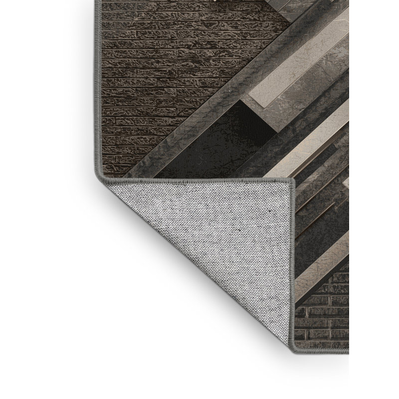 Tapis gris brique lavable à la machine Parkchester, Carré 3 pi