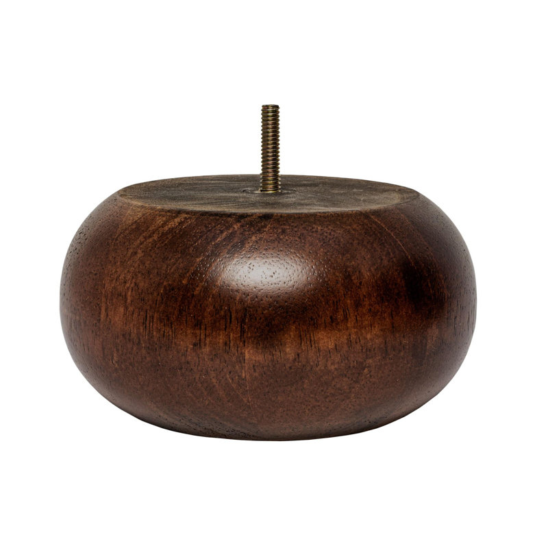 3 in x 6 in Stained Cherry Solid Hardwood Round Bun Foot, Stained Cherry, 4 Pack