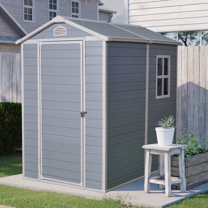 Remise de rangement extérieure en résine 4 pi x 6 pi, ensemble parfait pour ranger des meubles de patio
