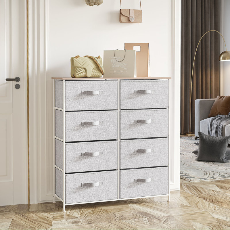 33.7'' W 8 - Drawer Dresser, Light Gray