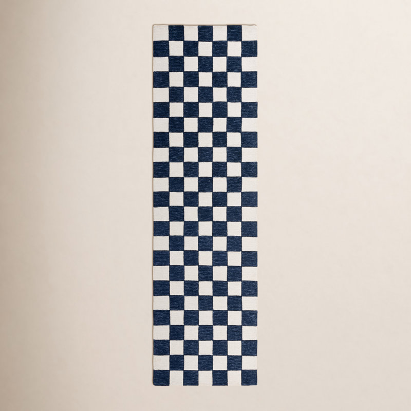 Tapis bleu marine / ivoire Freemont, Tapis de couloir 2 pi 3 po x 8 pi
