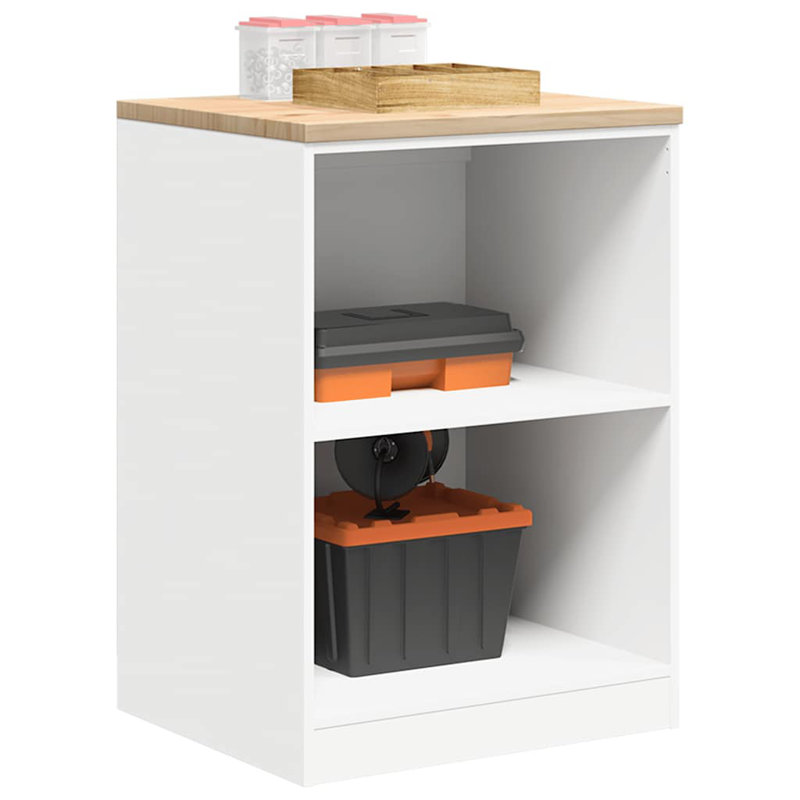 Solid Wood Single Storage Cabinet ( 85cm H x 60cm W x 51cm D), White