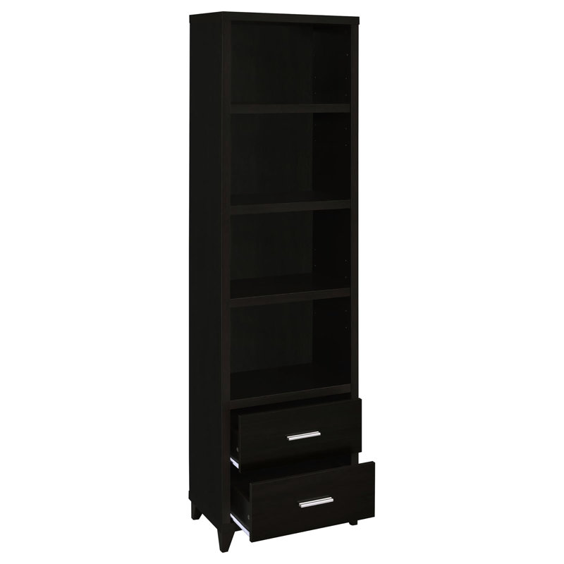 Meuble de rangement contemporain de style cappuccino - Tour multimédia Neatly Organize Your Space : 4 étagères et 2 tiroirs pour un rangement optimal