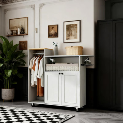 Armoire à repasser compacte avec rangement réglable et réglable pour la buanderie, la salle de bain et la chambre à coucher