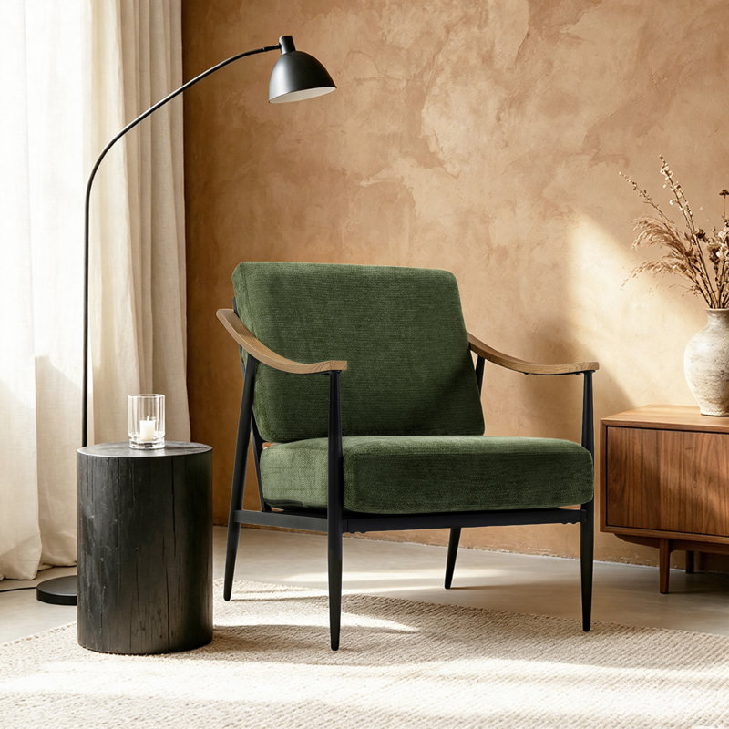 Fauteuil d'appoint 26 po Mid-Century, Vert olive
