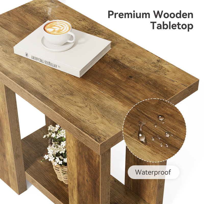 Set Of 2  Wooden Side Table, 2, Brown