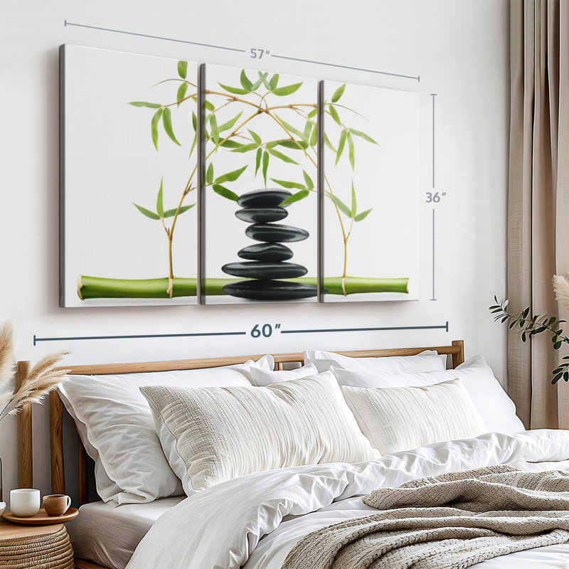 Nature «Galets zen et bambou» sur, H 36 po x l 57 po