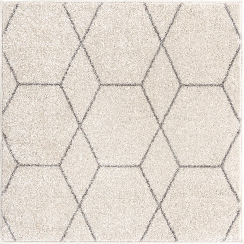 Debrodie Geometric Area Rug, Square 4'1", Ivory