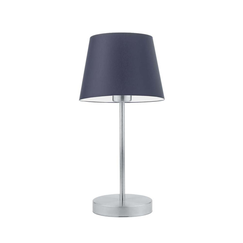 Arsens Metal Table Lamp, Silver, Navy Blue