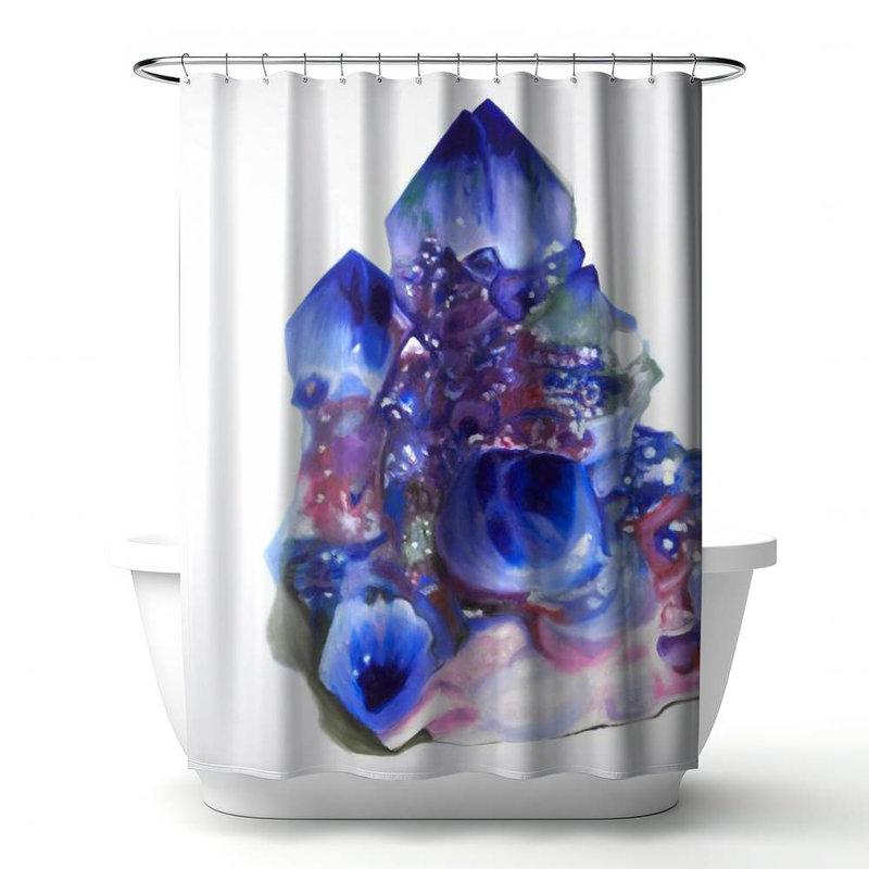 Shower Curtain MI79 – Polyester Shower Curtain, Dye Sublimation Print, 71" W × 74" L, Multicolor Blue/Purple