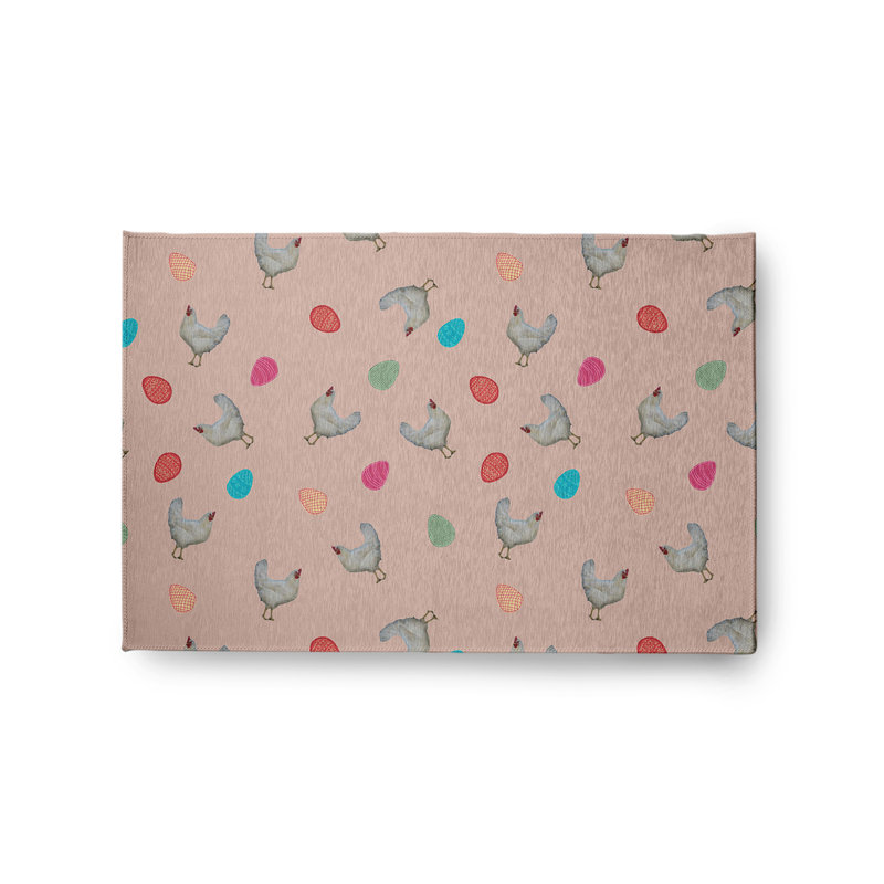 Tapis en chenille tissé à la machine Elioth en rouge / gris / bleu, Rectangle 2 pi x 3 pi