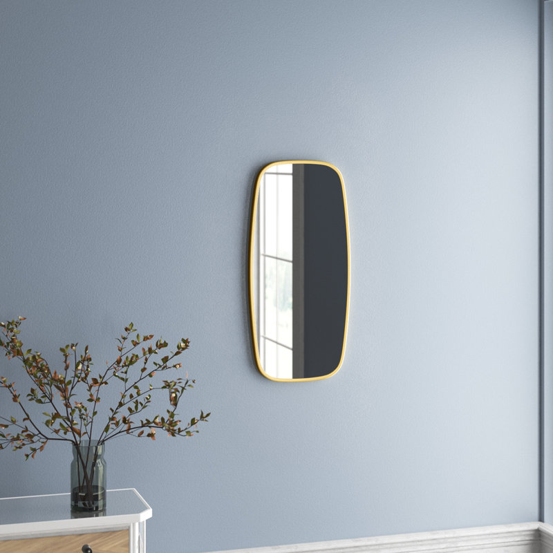 Rochester Metal Flat Wall Mirror, Gold, 31" x 15"