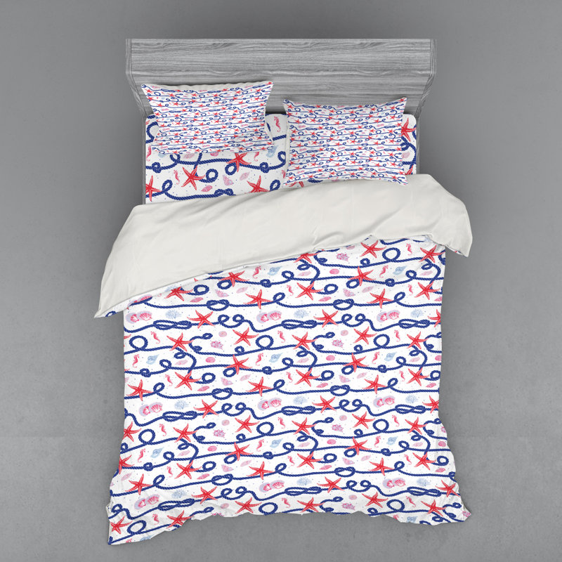 Ensemble de housse de couette en microfibre bleu / rouge / blanc, Housse de couette grand + 3 pièces supplémentair