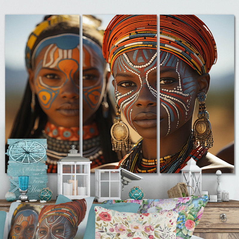 Tribus d'Afrique Ndebele South - ensemble d'art mural sur toile Tribes d'Afrique, H 40 po x l 60 po x P 1 po