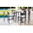 35.4" Outdoor Bar Table with Greek White Sintered Stone Top, Aluminum Frame, Umbrella Hole, and Tapered Legs