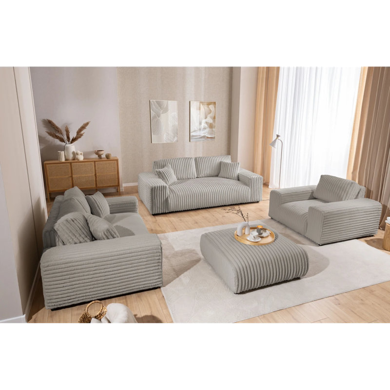 Mollis 3 - Piece Living Room Set, Grey