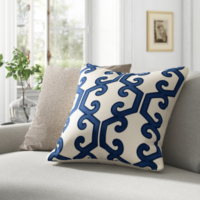  Applique Cotton Geometric Throw Pillow
