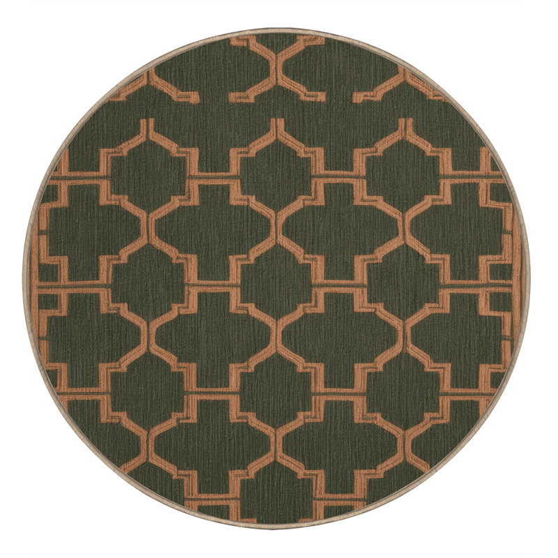 Tapis brun treillis lavable à la machine, Rond 5 pi