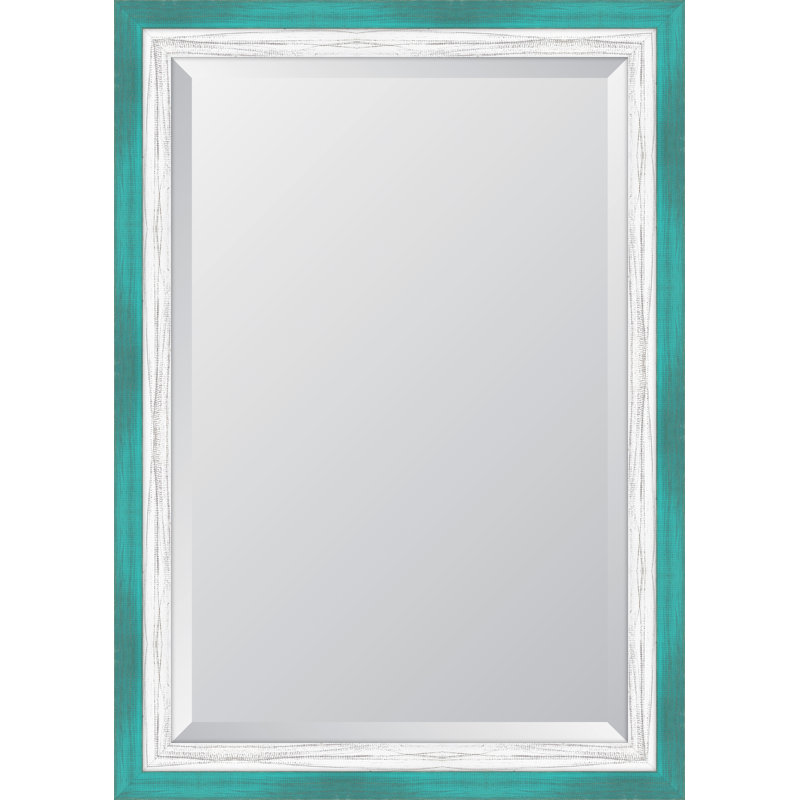 Brodnax Wood Rectangle Wall Mirror, 42" H x 30" W, Turquoise