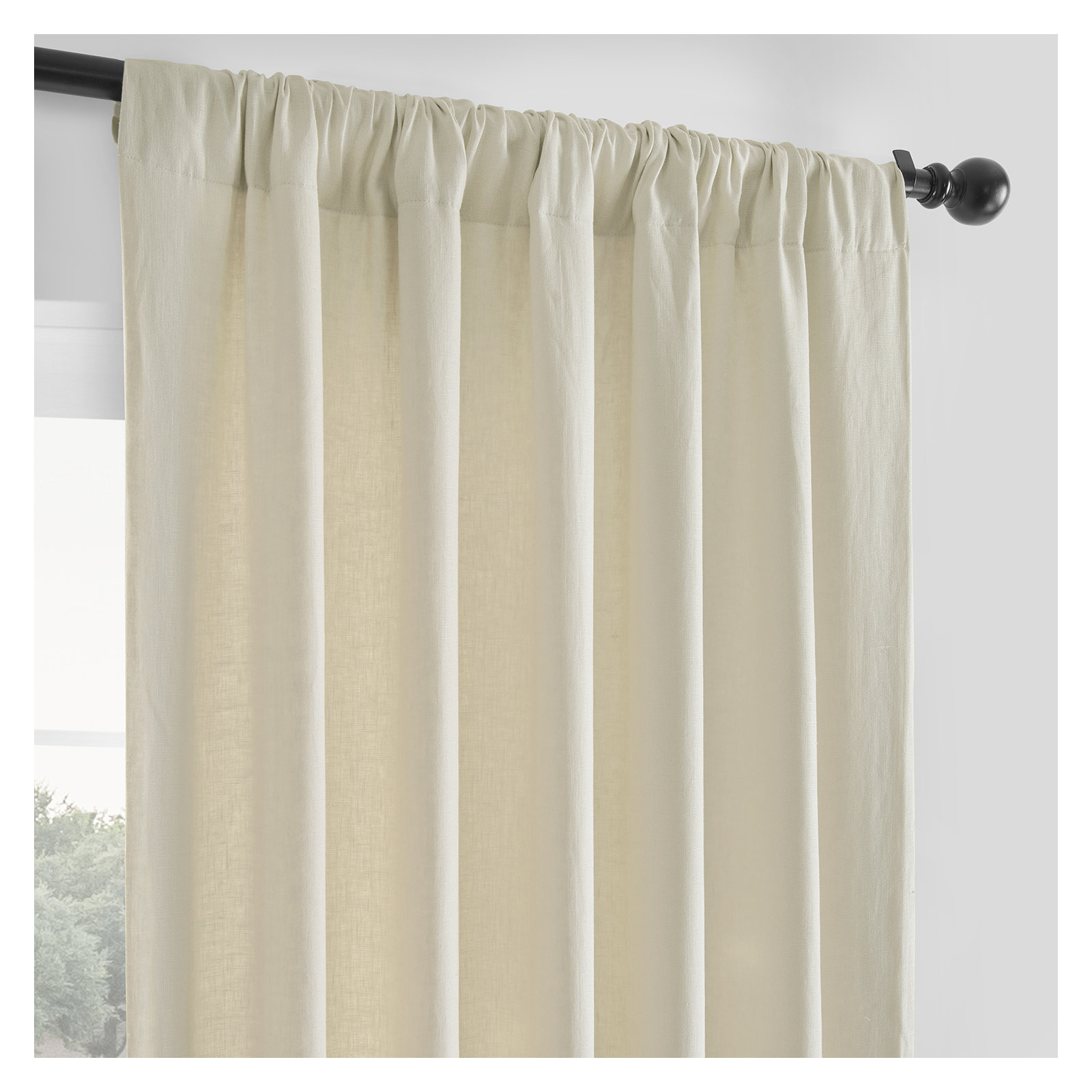 Briella French Linen Room Darkening Curtain, Ancient Ivory, 50" W x 120" L