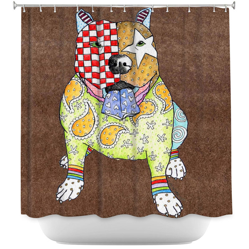 Rideau de douche simple pitbull dog light, Brun